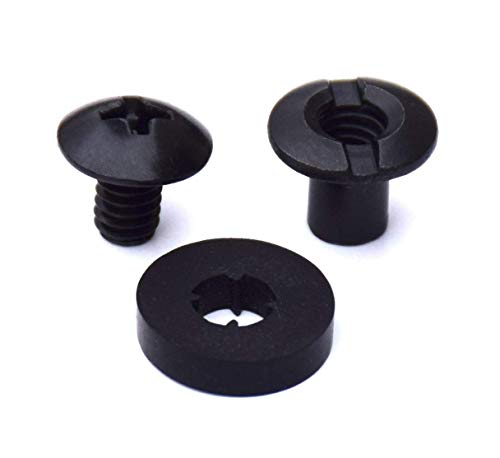 Black Chicago Screws, 48 Sets - For Diy Kydex And Leather Gun Holsters/Clips And Knife Sheaths, 1/4 Inch, Includes Phillips Truss Heads + Open Slotted Fasteners + Rubber Washers/Spacers #TOP4