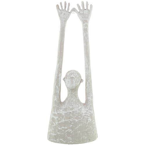 Figura di una persona con le braccia in in ceramica in 9x6x24cm alto bianco