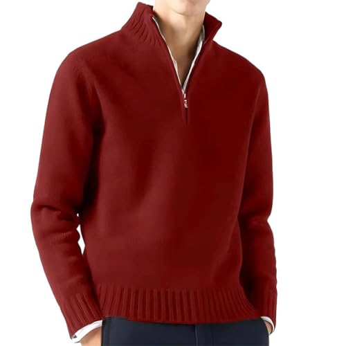Men's Knit Pullover, Quarter-Zip, Casual Warmth, Business Sweater