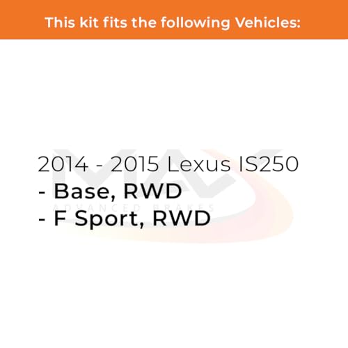 Image of Max Advanced Brakes Front & Rear Brake Kit Compatible With 2014 2015 Lexus IS250 Base /F Sport w /RWD Replacement Drilled Slotted Black Coated Disc Brake Rotors and Ceramic Brake Pads