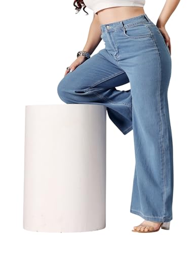 Image of Miss Chase A+ Women's High Rise Regular-Length Stretchable Denim Wide-Leg Shaping Jeans