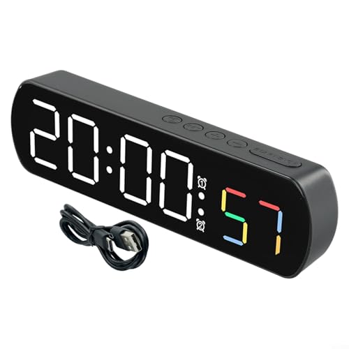 Innovador reloj electrónico diseñado para espacios de vida modernos; incluye funciones de sincronización y pantallas completas (A)