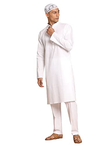 Kurta pyjama pour homme VASTRAMAY en coton mélangé ensemble beige taille M