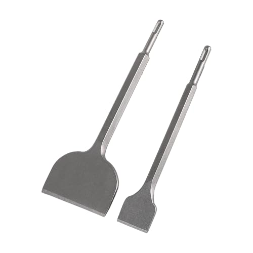 CPROSP 2 Pièces Burin SDS PLUS, 100mm + 40mm, Burin Carrelage/Plat, Acier 40CR, Ciseaux Plats pour Enlever Carrelage, Béton, Pierre Naturelle, Maçonnerie,...
