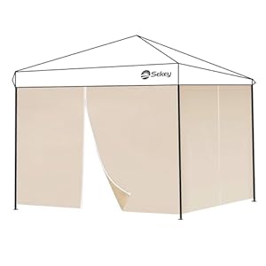 Sekey set van 2 paviljoen zijpanelen, zijwand, voor een vouwpaviljoen van 3 x 3 m, met ritssluiting, waterdicht, taupe