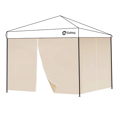Sekey 2PCS Seitenwände für Pavillon 3x3 Wasserdicht Winterfest, Seitenwände für Pavillon Partyzelt Gartenzelt 3x3m, 1 Fenster 1 Tür, Grau (Khaki, 2 Türen)
