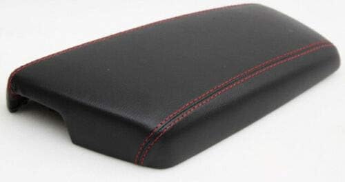 Funda para reposabrazos de cuero sintético negro Kia Optima 2011-2015 con costuras rojas. (solo piel)