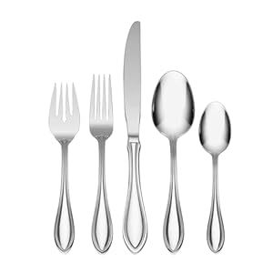 Oneida American Harmony 45 Piece Everyday Flatware, Service for 8, 18/0 Stainless Steel, Silverware Set, Dishwasher Safe, Silver