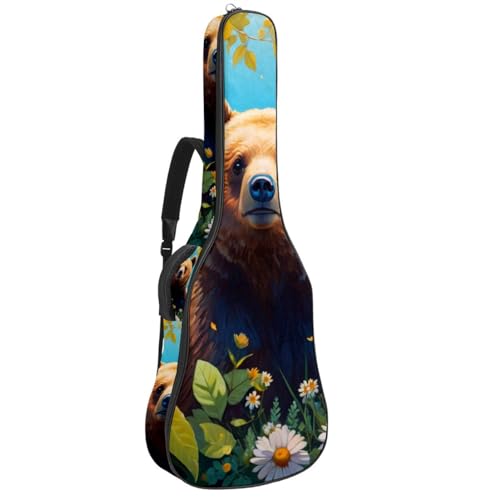 Sac de guitare acoustique à bretelles housse fleurie pour aller en cours de musique à pied
