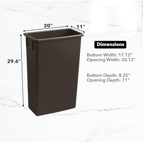 Caneca de basura rectangular slim de 23 galones marrón miniatura 2
