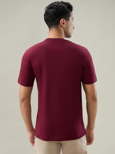 Image of Raymond Men Regular Fit Solid Pattern Pure Cotton Crew Neck Half Sleeve Casual T-Shirt