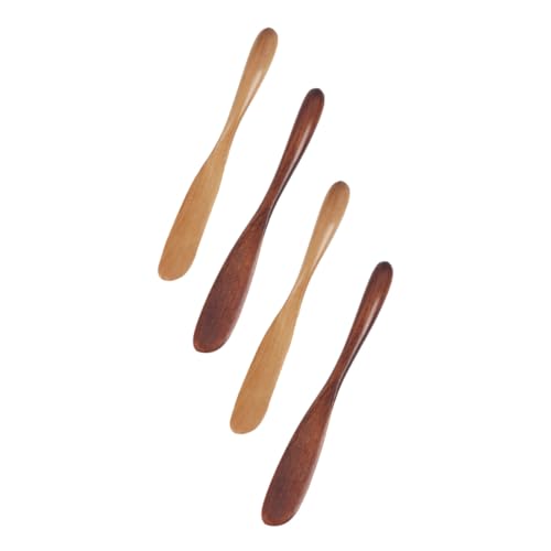 GANAZONO 4個 木製フェイスクリームスクレーパー 軽量で携帯便利 化粧用マスクやクリーム 均一塗用 メイクアップスクレーパー 顔用美容ツー