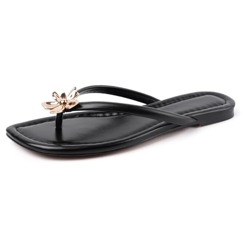 Image of DREAMSTORY Womens Beaded Flip Flops Beach Jeweled Thong Sandals | Open Round Toe, Slip on, Colorful Gemstones Embellished, Fashionable Summer Beach Style, Casual Flat Studded Shoes