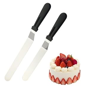 2Pcs Baking Palette Knife, Cake Decorating Tools, Stainless Steel Icing Spatula, Professional Cake Angled Offset Spatula Cake Scraper with Durable PP Plastic Handles for Home Kitchen Bakery Pastry
