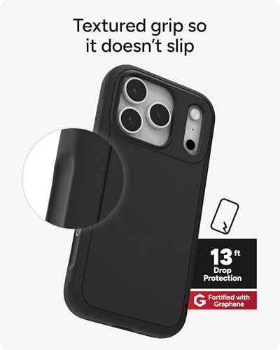 Image of ZAGG Sedona Snap Case for iPhone 17 Pro - Flood Black, Drop Protection (13ft /4m), Graphene-Reinforced Multi-Layer Protection, MagSafe Phone Case with Impact-Absorbing Bumpers, Slim & Lightweight