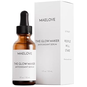 MAELOVE Glow Maker Vitamin C Serum with Vitamin E, Ferulic Acid & Hyaluronic Acid, Award-Winning Brightening and Hydrating Facial Serum, Unscented, 1.0 fl oz