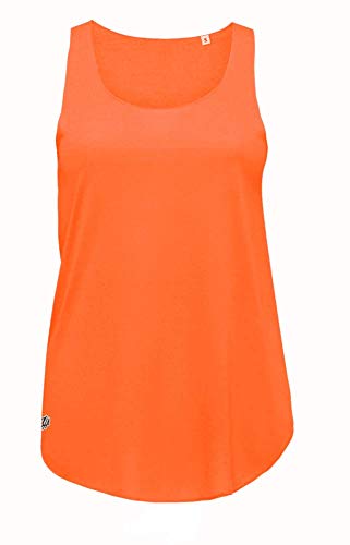GO HEAVY Damen Träger Yoga Sporttop | Frauen Sportoberteil Fitness Tank Top | Neon Coral L