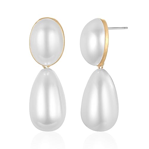 Pearl Drop Earrings for Women Vintage Statement Gold Pearl Dangle Earrings Chunky Earrings Fashion Jewelry