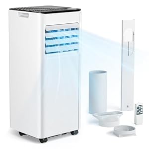 Mobile Klimaanlage 9000 BTU mit Abluftschlauch | 4-in-1 Mobiles Klimagerät | Leiser Betrieb [Energieklasse A]