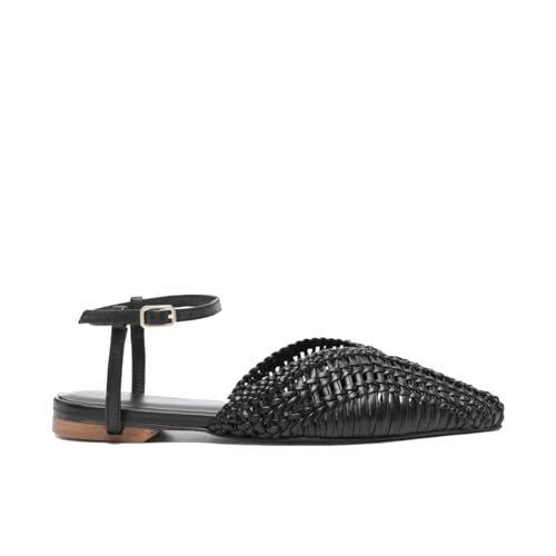 Women's Braided Leather Ballet Flats Closed Pointed Toe Ankle Strap Buckle Slingback Shoes Comfortable Summer Casual Dress Shoes4