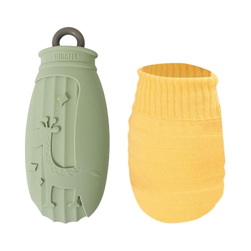 Milageto Bolsa de água Quente, com Bolso de Mão Reutilizável para O Inverno, Capa de Malha com Enchimento de água, Bolsa de água Quente para Costas, Pés, Mãos, Verde
