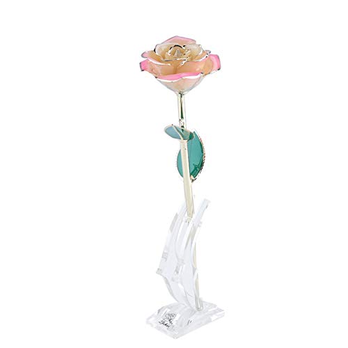Tnfeeon 24K Gold Rose Flower,Gold Foil Artificial Forever Rose Long Stem Rose Gift Box with Stand, Defult, default