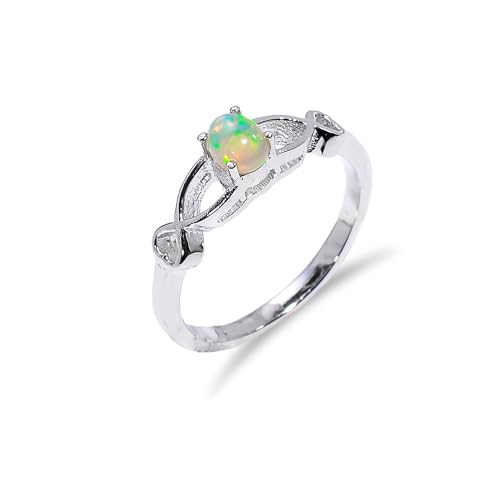 Bague homme-femme argent 925 opale éthiopienne naturelle vintage R023