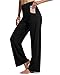 Promover Wide Leg Pants Woman Yoga Pants with Pockets Loose Stretch Casual Lounge Sweatpants Women Fashion Clothing(Black,M,Regular)
