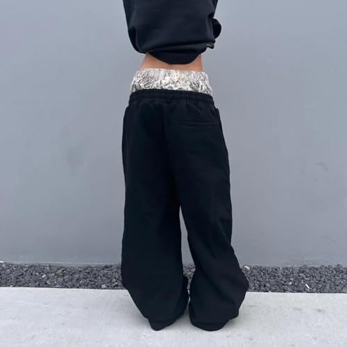 Summer Wide Leg Double Waisted Pants Casual Rapper Streetwear Baggy Sweatpants Y2k Retro Pants Women Men4