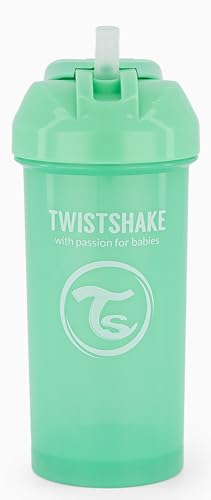 Twistshake Straw Cup | Baby-Schnabeltasse mit Strohhalm - 360 ml | Auslaufsichere Babywasserflaschen | Auslaufsicherer Trinkbecher für Kleinkinder | BPA-freier Baby-Entwöhnungsbecher | Grün