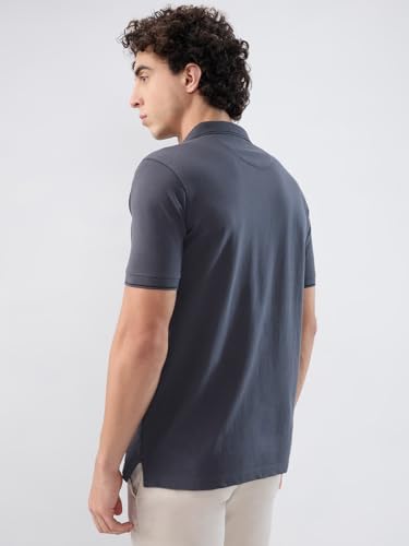 Image of Park Avenue Men Slim Fit Solid Pattern Cotton Polyester Blend Half Sleeve Polo Neck Casual T-Shirt