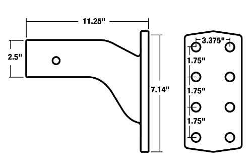 Image of Buyers Products PM25812 2-1 /2 Inch Pintle Hook Mount - Adjustable 3-Position Trailer Hitch Receiver for Trucks & RV's - Durable Steel 20,000 lb MGTW, Universal Towing Hitch Mount, 3,200 MVL Rated