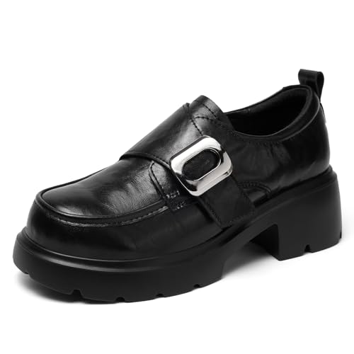 Image of Loafers for Women Platform Chunky Loafers Hook and Loop Casual Dressy Shoes