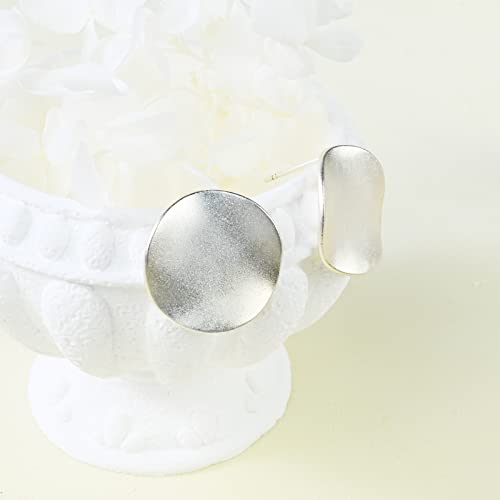 Sterling Silver Earrings, Hypoallergenic Handmade Earrings, 20Mm Disc Stud Earrings, Circle Earrings For Women, Handmade Earrings Fashion Trendy #TOP5