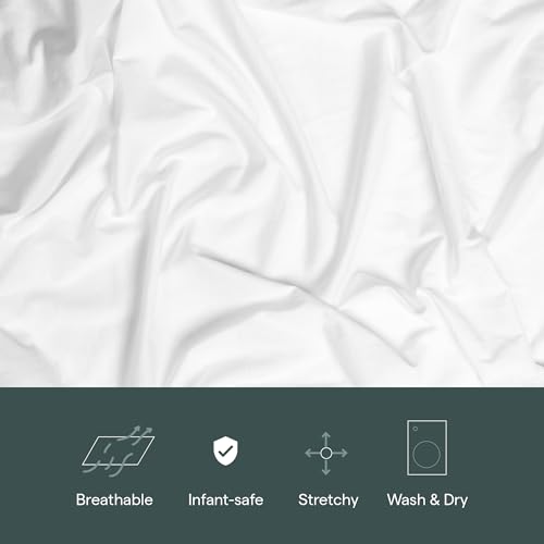 GUAVA FAMILY - Lotus Crib 100% Cotton Fitted Sheet | Perfect, Manufacturer-Approved Fit, Soft & Safe for Infants, Baby and Toddlers, Unisex, Boys & Girls (White)