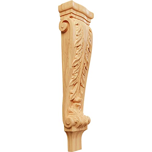Ekena Millwork CORW06X03X22PARO Large Acanthus Pilaster Wood Corbels, 6 1/4"W x 3"D x 22"H, Red Oak