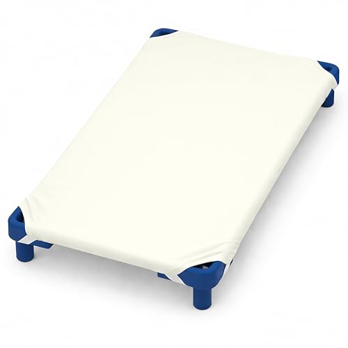 Image of 22 inch x 52 inch Daycare Cot Sheets Pack of 12 Fitted Toddler Nap Mat Covers Soft Breathable Microfiber Poly-Cotton Standard Preschool Hypoallergenic Durable Machine Washable Ivory