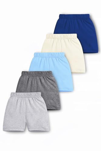 Image of Trampoline Boys Printed Shorts Pack of 5 | Kids Elastic Waist Casual Summer Wear