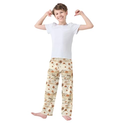 Fall Farmhouse Pumpkin Boys Pants for Kids Jogger Pants with Pockets S3