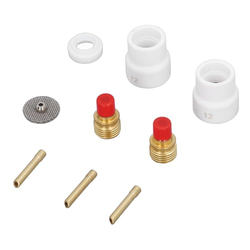 TIG White Ceramic Cup12 Pcs Set TIG Gas Lens Kit for WP 9 20 25 Series, Versatile Application, Wide Compatibility with Convenient Storage