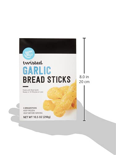 Amazon Brand - Happy Belly Twisted Garlic Bread Sticks, 10.5 Ounce (Frozen)