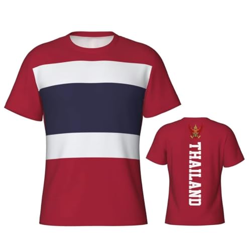 T-Shirt de Sport Unisexe Drapeau Thaïlandais T-Shirt Mesh à Manches Courtes Fête Nationale Vêtements de Sport d'été Respirants à Séchage Rapide...