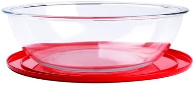 4.5L Round Glass Mixing Bowl with Lids, Glass Salad Bowls with BPA free cover. Oven, Microwave and Dishwasher Safe.