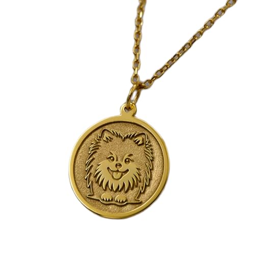 Collier pièce de monnaie Poméranien gravée, gardez votre fidèle compagnon près du cœur