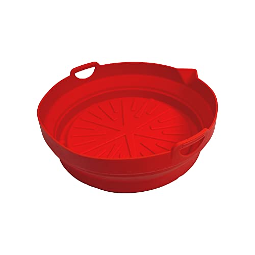 Foldable Silicone Reusable Air Fryer Liner Non-Stick Airfryer Pot Air Fryer Accessories Dishwasher Safe Baking Parchment (Red) #TOP25