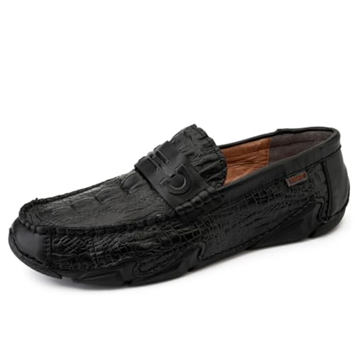 Men's Textured Embossed Loafers, Stylish Casual Slip - Ons — Ideal for Daily Errands, Weekend Gatherings & Urban Commutes 。 - Main Image