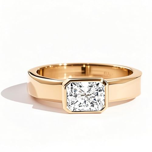 Personalized 925 Sterling Silver 1-3 ct Classic Radiant Cut Lab Grown Moissanite Diamond Bezel Set Side Stone Engagement Ring D Color VVS Clarity Size 3 to 15 for Women2