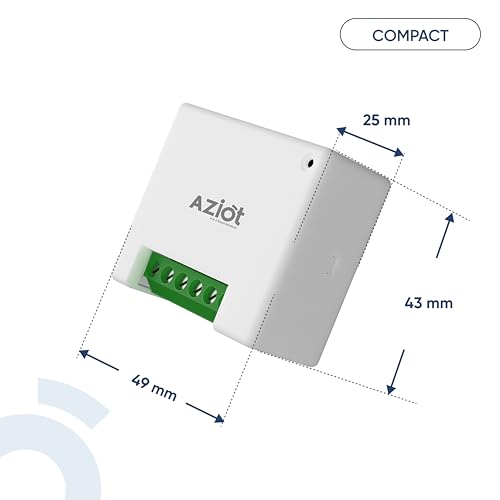 Image of Aziot Smart Switch 1 Node 16A With Energy Monitoring WiFi And Bluetooth Smart Relay Switch Polycarbonate 1 Pack