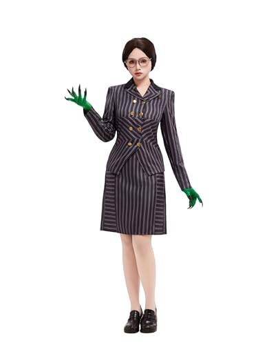 haikyuu Women Wick Witch Costume Striped Suit Dress Uniform Outfit Halloween Cosplay (black, x-large)