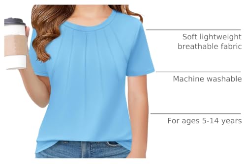 Image of Haloumoning Girls Pleated T Shirts Kids Summer Short Sleeve Fashion Tops Tees 5-14 Years